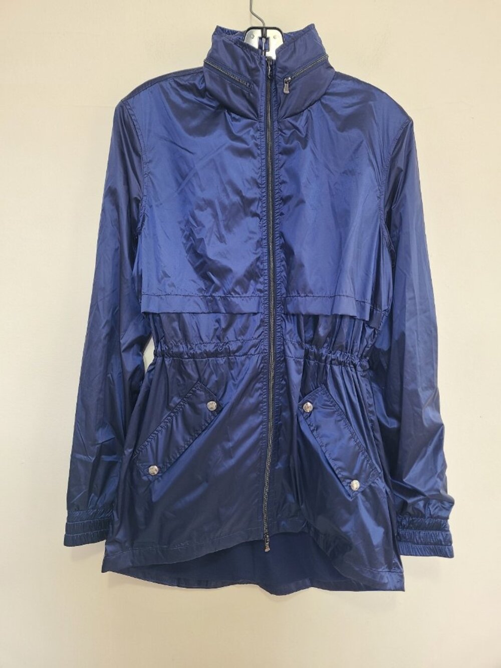 Anatomie Women's Alana Navy Metallic Lightweight Windbreaker Raincoat sz XS